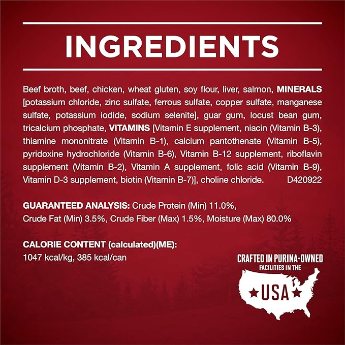 Purina ONE High Protein Wet Dog Food True Instinct Tender Cuts in Dog Food Gravy With Real Beef and Wild-Caught Salmon - (Pack of 12) 13 oz. Cans