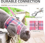 PUPTECK Soft Mesh Cat Vest Harness and Leash Set Puppy Padded Pet Harnesses Escape Proof for Cats Small Dogs Rabbits Bunny, Plaid Pink, L