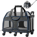 Katziela Pet Carrier - Airline Approved Dog Carrier - TSA Approved Pet Carrier for Small Dogs and Cats - Soft FAA Travel Airplane Dog Carrier Luggage (Black/Blue)