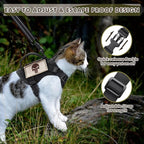 Tactical Cat Harness and Leash, Escape Proof Large Cat Walking Vest,Adjustable Soft Mesh Pet Vest Harness with Control Handle, Molle Patches Black