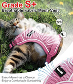 Cat Harness and Leash for Walking Escape Proof Soft Adjustable Cat Leash Breathable Comfortable Vest Easy to Wear Kitten Harness for Outdoor Travel Pink XS