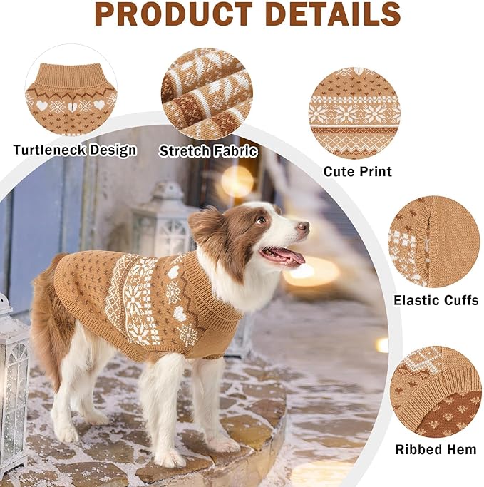 SCENEREAL Dog Sweaters for Small Medium Dogs - Soft, Warm Turtleneck Small Dog Sweater, Ugly Knit Dog Christmas Outfits for Dachshund, Chihuahua, Pug, Yorkie,Winter Pet Clothes Male Female