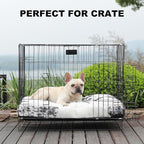 Bedfolks Plush Waterproof Dog Crate Bed - Removable Washable Cover, Faux Fur, 29"x21", Black-White Cowhide