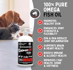 Finest For Pets Wild Alaskan Salmon Oil for Dogs & Cats - Omega 3 Fish Oil with Pollock & Salmon for Sensitive Skin & Coat Health. EPA & DHA Ease Itching, Supports Joint, Immune & Heart Health (32oz)