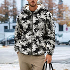 Men's Camouflage Hunting Fleece Lined Hoodie Camo Jackets Zip Up Long Sleeve Casual Winter Coats Hood Outerwear