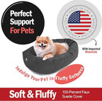 Majestic Pet 24 Inch Suede Calming Dog Bed Washable 24x19x7 (Inch) – Cozy Soft Round Donut Dog Bed with Spine Support for Dogs to Rest Their Head - Pet Bed Small – Gray (2025)