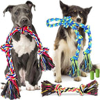 Heavy Duty Dog Toy for Aggressive Chewers – Tough Chew Toys for Large Dogs, Ideal for Tug-of-War & Teeth Cleaning, with 3 Rope Toys & 2 Dog Bags