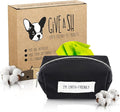 Black Poop Bags Holder - 10% to Charity - Strong Quality Zipper - Virgin Plastic Free - Black Dispenser with Secure Carabiner