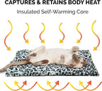 Furhaven ThermaNAP Self-Warming Cat Bed for Indoor Cats & Small Dogs, Washable & Reflects Body Heat - Quilted Faux Fur Reflective Bed Mat - Snow Leopard, Small