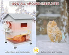 Rockever Plastic Outdoor Cat House with Soft Mat, Insulated Outdoor Cat Houses for Winter, Waterproof 2 Story Outside Cat Shelter, Clean and Assemble Easily