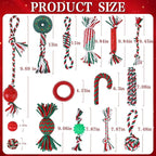 EXPAWLORER Christmas Dog Toys Bulk 15 Pack Set - Puppy Xmas Toys Gift Box for Teething, Durable Squeaky Rope Ball Toy, Indestructible Rubber Chew Toy, Interactive for All Dogs Aggressive Chewers