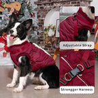 Dog Jacket with Harness,Fleece Lined Warm Puppy Coat for Winter,Soft Windproof Small Dog Vest,Red M