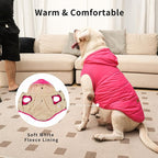 Fleece Lining Extra Warm Dog Hoodie in Winter for Large Dogs Jacket Pet Coats with Hooded Pink XL