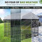 Rovibek Outside Dog Kenne with Roof 6.5x6.5x6.3 Ft, Outdoor Dog Kennel with 3 Sides Sun-Proof Cover,Large Dog Kennel Outdoor, Dog Run Enclosure with 2 Rotating Bowls for Large Dogs
