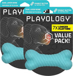 Playology Dog Toys | Dual Layer Bone Durable Chew Toy Bone for Dogs (Value 2-Pack) | Medium Peanut Butter Scented Toy - Easy to Clean and Made from Non Toxic Materials