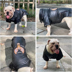 Lovelonglong Cool Dog Leather Jacket, Warm Coats Dogs Windproof Cold Weather Coats for Large Medium Small Dogs with Eagle Embroidery Black B-L