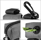 Dog Waste Bag Dispenser Pet Poop Bags Holder for Doggie Waste Bags Dispensers Soft Fabric Zipper Small Doggy Puppy Pouch for Leash Accessory Attachment with Carrier,Grey