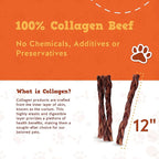 Jack&Pup 12" Braided Beef Collagen Sticks for Dogs - Rawhide Free Dog Chews Long Lasting Collagen Chews for Dogs - Bully Sticks Alternative (8 Pack)