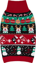 cyeollo Dog Christmas Sweater, Turtleneck Knitted Sweaters with Leash Hole Soft Pullover Clothes, Warm Dog Outfit Xmas Clothes for Small Dog & Cat, S