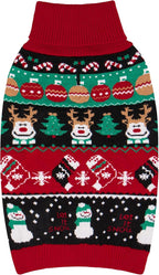 cyeollo Dog Christmas Sweater, Turtleneck Dog Sweaters for Small Dogs Girl & Boy Soft Pollover Doggy Clothes with Leash Hole Xmas Doggie Costumes, XL