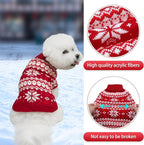 KOOLTAIL Cable Knit Small Dog Sweater Turtleneck, Cold Weather Pullover Classic Knitwear with Leash Hole, Snowflake Pattern Thick Warm Winter Pet Clothes, Medium Dog Christmas Sweater, Red S