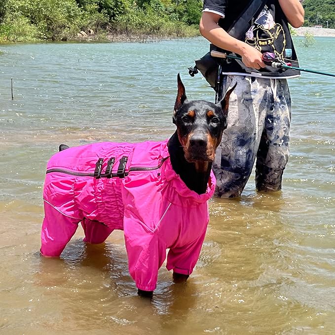 Dogs Waterproof Jacket, Lightweight Waterproof Jacket Reflective Safety Dog Raincoat Windproof Snow-Proof Dog Vest for Small Medium Large Dogs Rosered XS