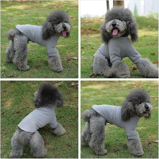 Lovelonglong Ribbed Dog T-Shirt Cotton Knitted Dog Sweaters for All Season Pet T-Shirts for Large Medium Small Dogs Dark Gray 2XL