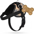 Bark Appeal Tan Plaid No-Pull Dog Harness for Medium to Large Sized Pets – Adjustable, Reflective Vest with 3 Leash Clips for Added Control, Easy Walks & Training – Large