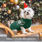 Kuoser Dog Sweater, Holiday Christmas Snowflake Pet Warm Knitwear Dog Sweaters Soft Puppy Clothing, Doggie Turtleneck Cold Weather Outfit Pullover for Small Medium Large Dogs Cats, Green S