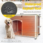 Aivituvin Dog House Outdoor Heated Dog Kennel with Insulated Liner All-Around Iron Frame Large Dog Cage for Small & Medium & Large Dogs,Light Brown