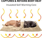 Furhaven ThermaNAP Self-Warming Cat Bed for Indoor Cats & Large/Medium Dogs, Washable & Reflects Body Heat - Quilted Faux Fur Reflective Bed Mat - Cream, Large