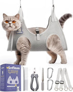 Dog Grooming Hammock Harness for Dogs & Cats with Pet Nail Clipper Trimmer - Cat Hanger Sling for Trimming Clipping Nails- Dog Hammock Restraint Bag for Small Medium Large pet （ Grey XS）