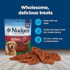 Blue Buffalo Nudges Grillers Natural Dog Treats, Made in the USA with Real Steak, 5-oz Bag