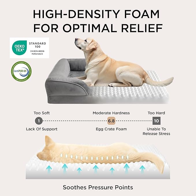 Bedsure Orthopedic Dog Beds Large Sized Dog - Washable Large Dog Cat Bed Waterproof, Comfort Dogs Couch Sofa with Washable Removable Cover, Pet Bed with Nonskid Bottom, Brown, 35"