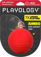 Playology Dog Toys | Dual Layer Ball Durable Chew Toy for Aggressive Chewers | Jumbo Beef Scented Toy - Easy to Clean and Made from Non Toxic Materials