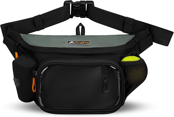 OllyDog Trailblazer Pack | Fanny Pack | Dog Treat Pouch | Includes Rubber Fetch Ball | Water-Resistant | Poop Bag Dispenser | Hands-Free | Dog Walking & Training