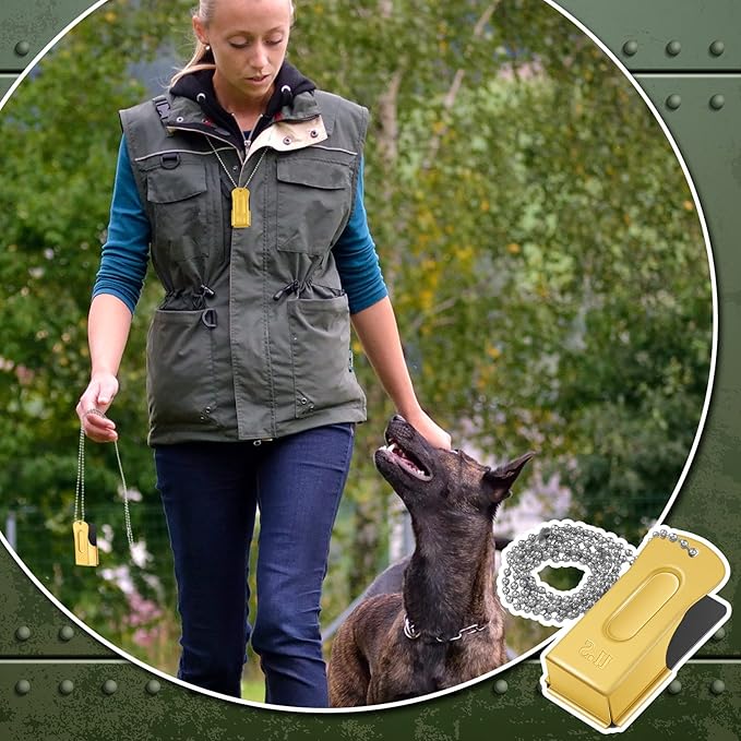 Jenaai 3 Pieces Brass Pet Training Clicker Dog Necklace Signaling Cricket Clicker Training for Puppy Dogs Cat(Gold)