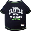NFL Seattle Seahawks Dog T-shirt Medium. - Licensed Shirt for Pets Team Colored with Team Logos- Premium Stretchable Materials for the comfort of your Dog & Cat