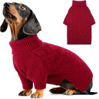 AOFITEE Dog Sweater, Turtleneck Dog Sweaters for Small Dogs Female, Dogs Winter Sweaters Girl Boy, Small Pet Christmas Sweater, Classic Cable Holiday Knitwear for Pug Dachshund (Red, S)