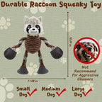Squeaky Dog Toys, Tug of War Plush Toys with 5 Squeakers, Stuffed Dog Toys to Keep Them Busy, Chew Toys with Crinkle Paper for Small & Large Breeds (Raccoon)