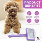 Warren London Precision Pro Slicker Brush for Dogs – 3.5" x 2" Medium Slicker Brush for Tangle-Free Grooming – Soft Pins for Medium & Long Coats – Ergonomic Handle – Professional Pet Grooming Tool