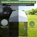 Oranland 6x4x6FT Outdoor Dog Kennel, Heavy Duty Welded Wire Steel Dog kennels with Secure Lock for Outside, Dog Pen with Waterproof Roof Cover and 2 Rotating Dog Bowls