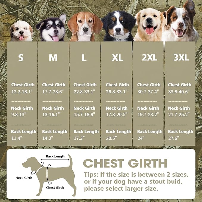 Fragralley Dog Coat Large, Waterproof Dog Jacket with Warm Fleece Lining, Adjustable Reflective Dogs Winter Coat, Turtleneck Pet Coats for Cold Weather (Reed Camouflage XXL)