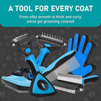 Maxpower Planet Pet Grooming Brush - Double Sided Shedding and Dematting Undercoat Rake Comb for Dogs and Cats,Extra Wide (B1 - Rake, Gloves & Comb, Large)