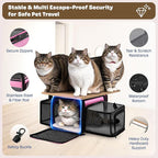 Top and 2 Sides Expandable Cat Carrier 17x11x11, TSA Airline Approved Dog Carriers for Medium Dogs, Soft-Sided Pet Carrier with Self-Locking Zippers for Kitten,Rabbit, Puppy, Guinea Pig Pink