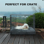 Bedfolks Waterproof Dog Crate Bed, Plush Pad With Removable Cover, Faux Fur for Small Dogs and Cats, Fluffy Washable Kennel Bed 17"x12", Solid Dark Grey