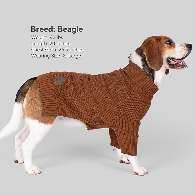 cyeollo Small Dog Sweater, Warm Turtleneck Sweaters for Small Dogs Boy, Knit Doggy Sweatshirt with Sleeves Fall Winter Pullover Cold Weather Dog Clothes for Indoor & Outdoor Wear, Brown S