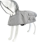 Waterproof Dog Raincoat, Adjustable Reflective Lightweight Pet Rain Clothes with Poncho Hood(Medium,Black&White)