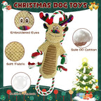 Christmas Squeaky Reindeer Dog Toys- Rope Tug of War Dog Toy for Puppy- Keep Them Busy and Entertained- Chew Toys for Medium & Large Breeds