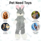FGA MARKETPLACE Frog-Grey and Pink Rabbit Flat NO Stuffing NO Squeak Plush Dog Toy, Funny Style Will Entertain Your Pet for Hours, Recommended for Small and Medium Dog 21 INCH Long